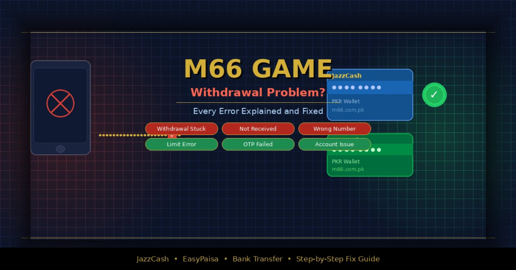 M66 Game withdrawal problem fix guide for JazzCash and EasyPaisa users in Pakistan 2026